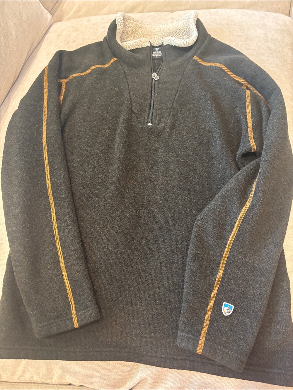 KÜHL Europa 1/4 Zip Fleece Sweater Mens L Charcoal